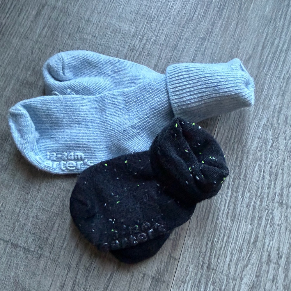 Carter's Light Gray and Black Baby Socks Set of 2